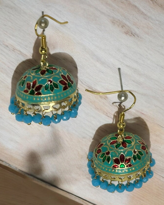 Sosha 142 - Firozi Blue Traditional Jhumkas Earrings