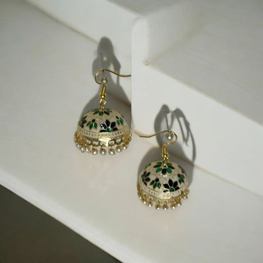 Sosha 146 - Ivory White Traditional Jhumkas Earrings