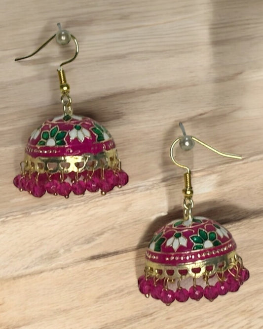 Sosha 143 - Rani Pink Traditional Jhumkas Earrings