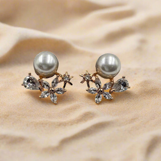 Sosha 176 - Pearl and Crystal Blossom Earrings