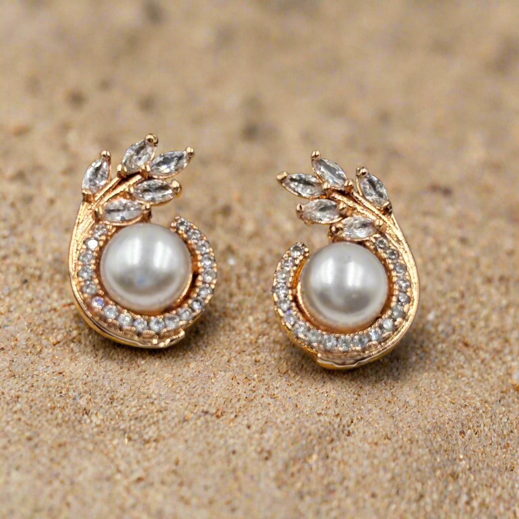 Sosha 179 - Pearl and Leaf Earrings: